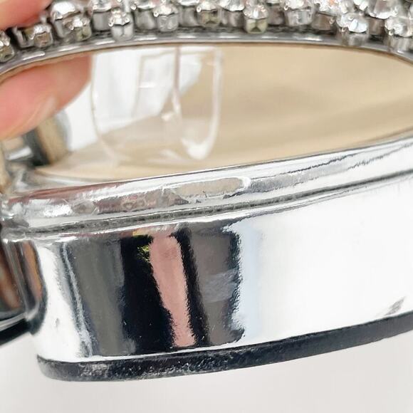 Jimmy Choo Silver Metallic Bing 120 Crystal Embellished Wedge Sandal size IT 37 - Picture 8 of 15